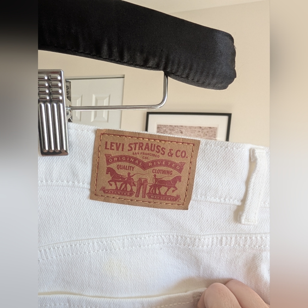 Levi's Classic Crop White Denim Jeans Size 16 W 33 - Picture 4 of 11